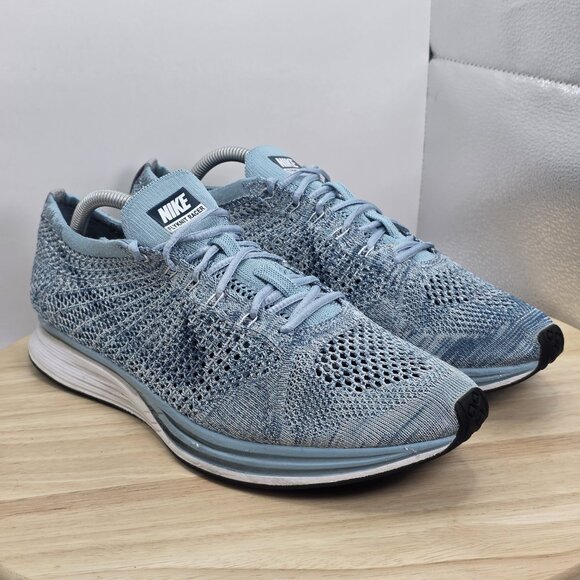 Size 11- Men’s Nike Flyknit Racer Running Shoes Multicolor Blueberry 526628-102 - Picture 5 of 11